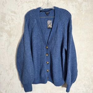 Torrid Cardigan Button Front Cable Knit Yarn Sweater Blue Horizon 2X Long Sleeve